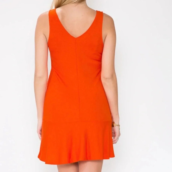 Lanston Sleeveless V Neck Drop Waist Mini Dress Womens XS Orange - Picture 5 of 14